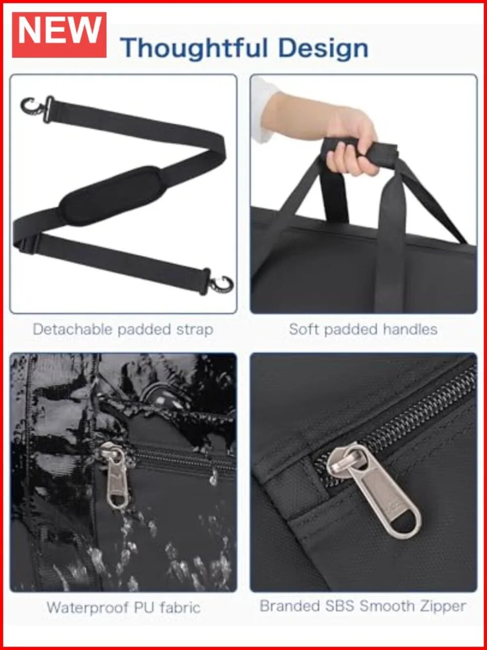 120L Travel Duffle Bag with Shoes Compartment, Foldable, Waterproof